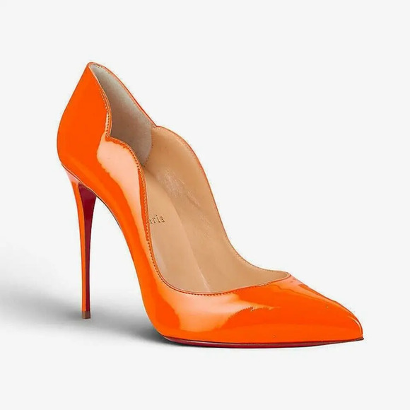 Christian Louboutin Hot Chick 100 Patent Fluo Fizz Orange Neon Heel Pump 36.5 - Picture 3 of 12